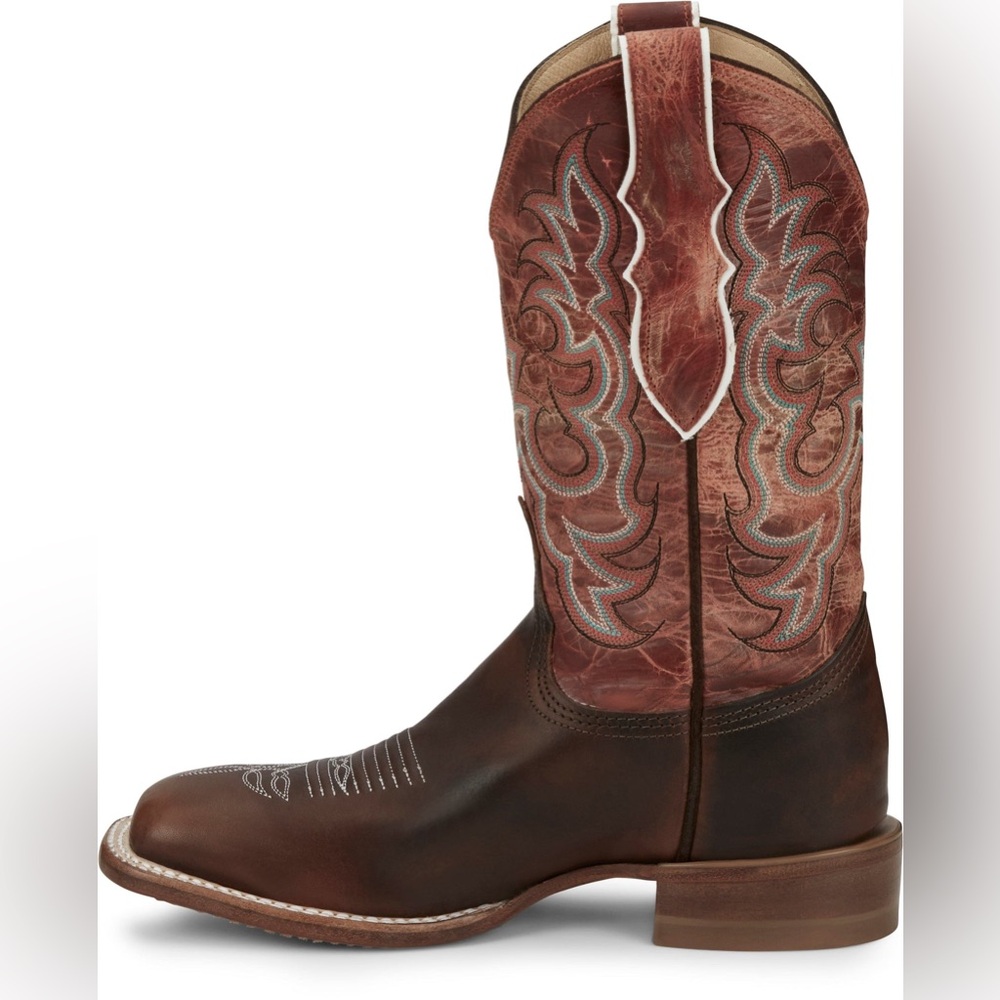 JUSTIN BOOTS WOMEN'S AQHA DUSTY BROWN SQUARE TOE WESTERN BOOTS AQ7020 - Picture 5 of 10